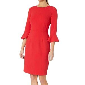 Donna Morgan Women's Kendall 3/4 Elbow Bell Sleeve Sheath Dress Size 0